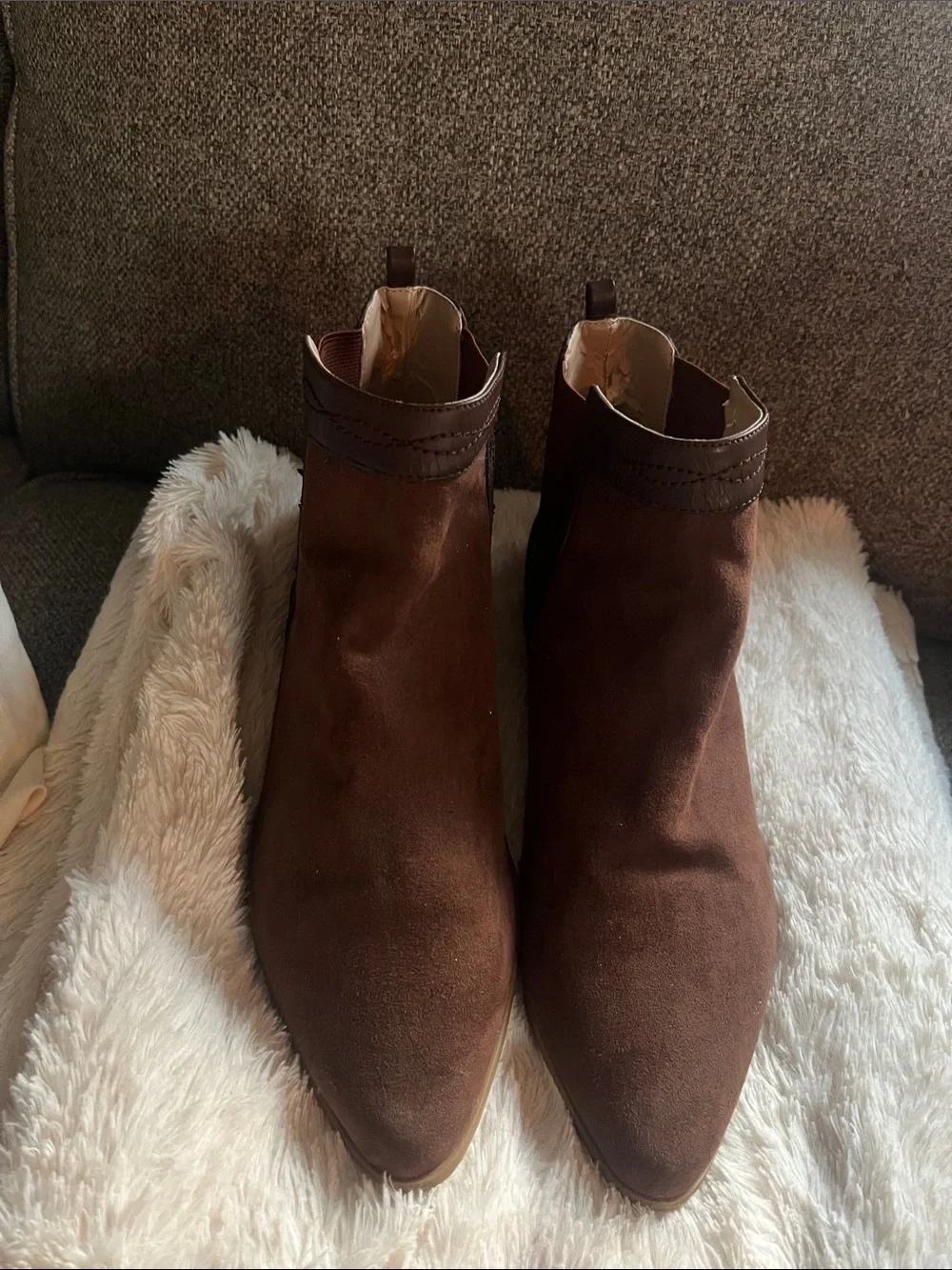 Free People Brown Vegan Sued Ankle Boots 9 39 GUC